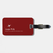 路線点々のある暗赤色の飛行機 ラゲッジタグ (裏面横)