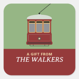 路面電車（赤） スクエアシール