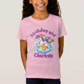 跳ねるファンタジーユニコーン魔法の少女 誕生日 Tシャツ (正面)