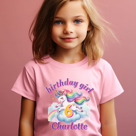 跳ねるファンタジーユニコーン魔法の少女 誕生日 Tシャツ
