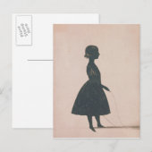 跳ねるロープを持つ少女のシルエット ポストカード (正面/裏面)