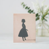 跳ねるロープを持つ少女のシルエット ポストカード (スタンド正面)