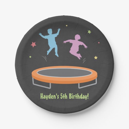 跳ね上がりのトランポリンの子供の誕生日のパーティーの供給 ペーパープレート (正面)