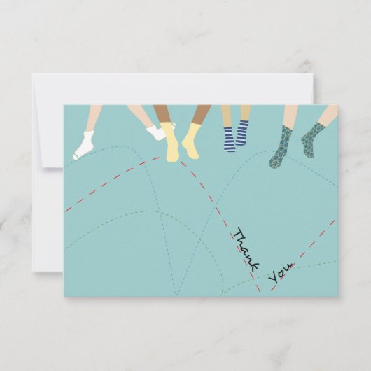 跳ね上がりのパーティーの平たい箱は感謝していしています サンキューカード (正面)