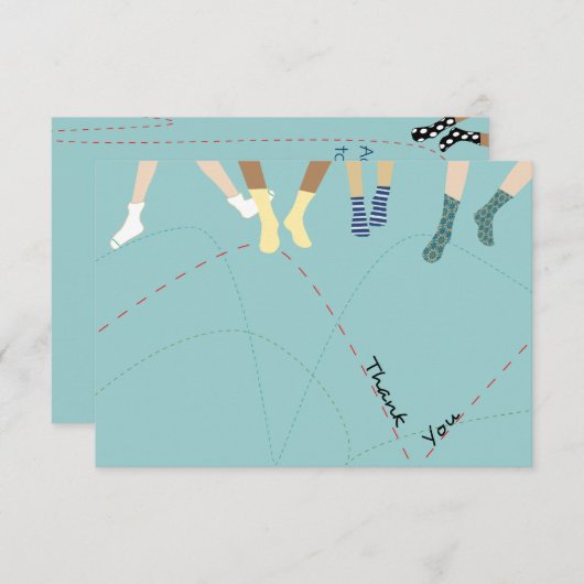 跳ね上がりのパーティーの平たい箱は感謝していしています サンキューカード (正面/裏面)