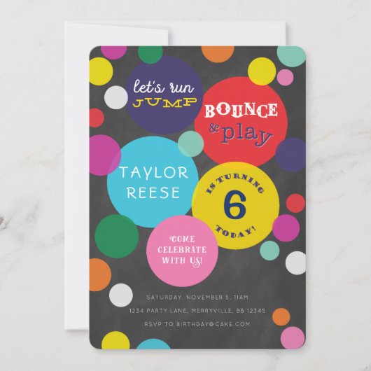 跳ね上がりの家のジャンプの誕生日の招待状 招待状 (正面)