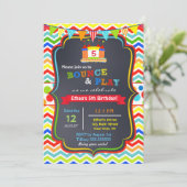 跳ね上がりの家のバースデーパーティ招待状 招待状 (スタンド正面)