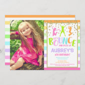 跳ね上がりの家の誕生会のカラフルの写真 招待状 (正面/裏面)