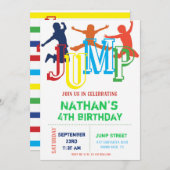 跳ね上がりの家の誕生日のパーティの招待状を跳んで下さい 招待状 (正面/裏面)