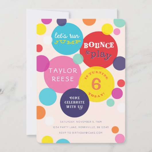 跳ね上がりの家の誕生日の招待状を跳んで下さい 招待状 (正面)