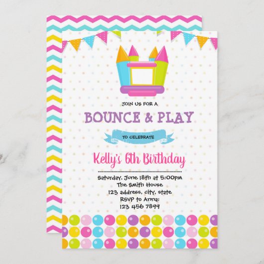 跳ね上がりの家の誕生日の招待 招待状 (正面/裏面)