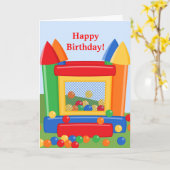 跳ね上がりの家の誕生日の挨拶状 カード (黄色い花)