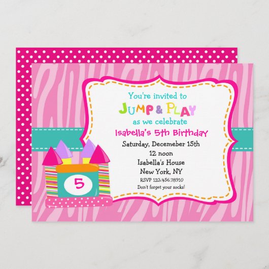 跳ね上がりの家の跳ね上がりの城の誕生日の招待状 招待状 (正面/裏面)