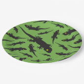 跳ね上がるトカゲ爬虫類明るい緑のゲッコ ペーパープレート (アングル)