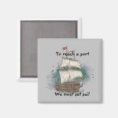 跳ね上げ背景に弓の波で手引き船 マグネット (正面/裏面)