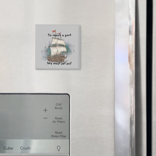 跳ね上げ背景に弓の波で手引き船 マグネット (インサイチュ (冷蔵庫))