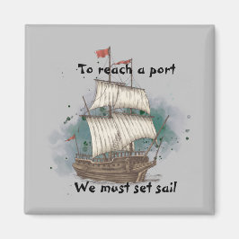 跳ね上げ背景に弓の波で手引き船 マグネット