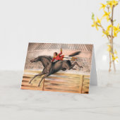 跳ね馬に乗るサーカスの演奏者 カード (黄色い花)