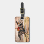 跳ね馬に乗るサーカスの演奏者 ラゲッジタグ (正面縦)