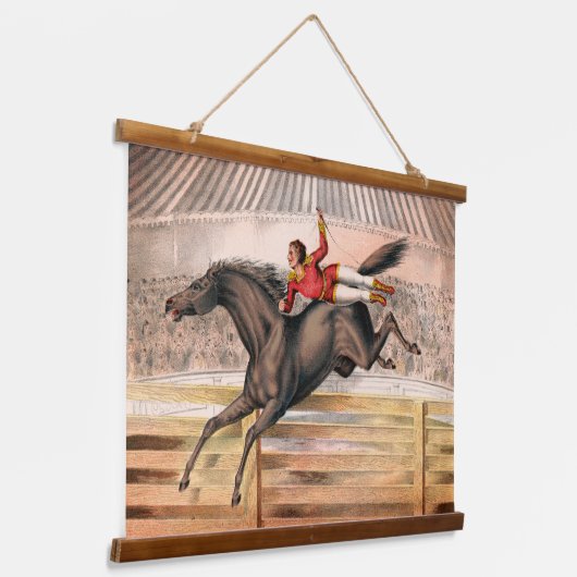 跳ね馬に乗るサーカスの演奏者 吊り下げ型タペストリー (傾斜あり)