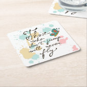 跳ばない人は決して飛びません スクエアペーパーコースター (アングル)