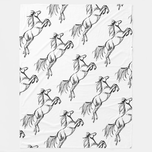 跳び上がる馬 フリースブランケット (正面)