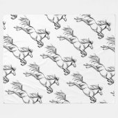 跳び上がる馬 フリースブランケット (正面(横))