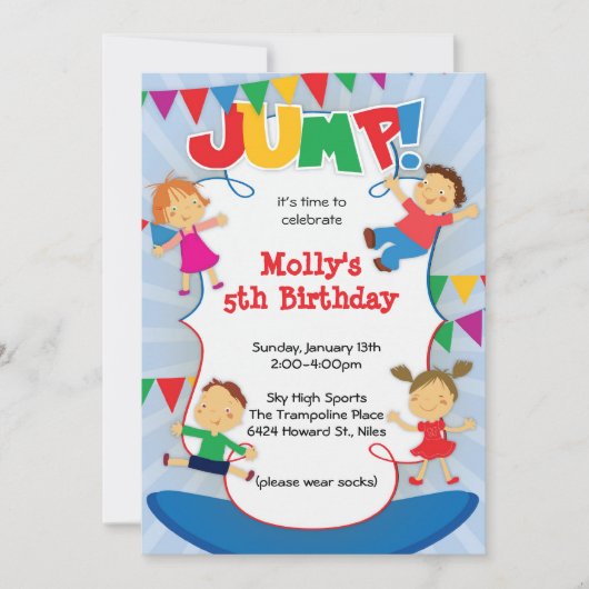 跳べ!トランポリンバウンスハウスジム招待状 招待状 (正面)