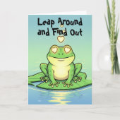 跳んで回って発見！面白いカエルの駄洒落バレンタイン シーズンカード (正面)