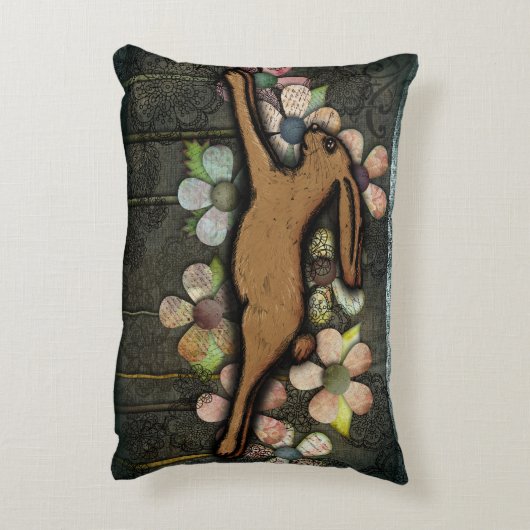 跳躍うさぎ紙花コラージュ アクセントクッション (裏面(縦))