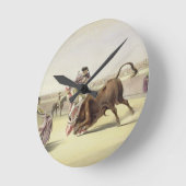 跳躍かSalta Tras Cuernos 1865年(色のlitho ラウンド壁時計 (傾斜)