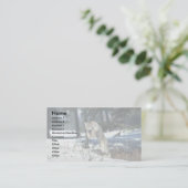 跳躍しているオオヤマネコ雪で区切ます 名刺 (スタンド正面)