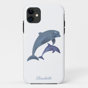 跳躍のイルカのイラストレーションの名前 iPhone 11 ケース