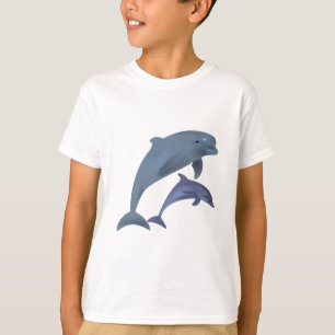 跳躍のイルカのイラストレーションはワイシャツをからかいます Tシャツ