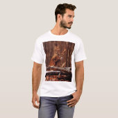跳躍のオジロ鹿の木びき台 Tシャツ (正面フル)