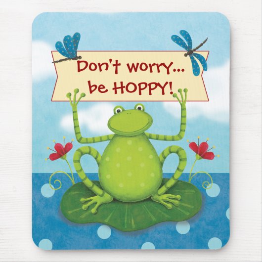 跳躍のカエル-心配しないで下さい… ホップの豊富なマウスパッドがあって下さい マウスパッド (正面)