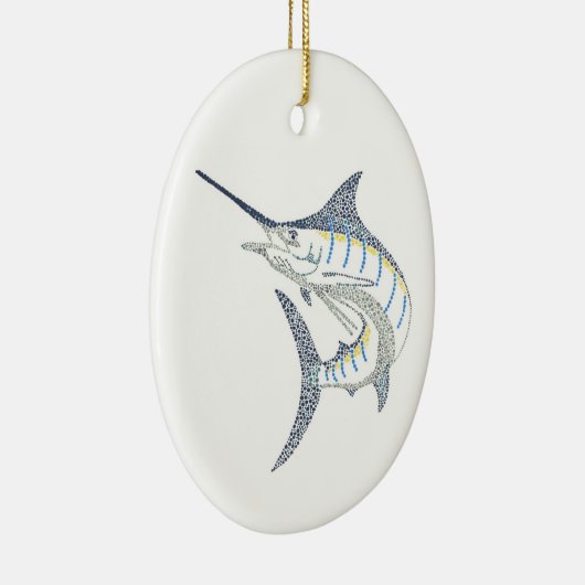 跳躍の塩水のマカジキのモザイク セラミックオーナメント (右)