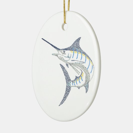 跳躍の塩水のマカジキのモザイク セラミックオーナメント (左)