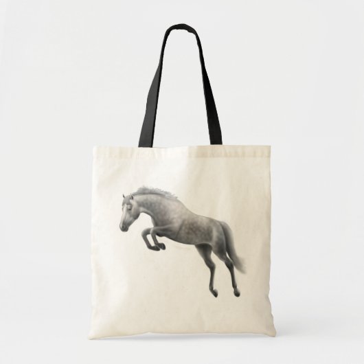 跳躍の灰色の馬のバッグ トートバッグ (正面)