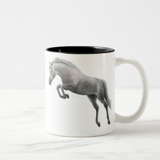 跳躍の灰色の馬のマグ ツートーンマグカップ (右)