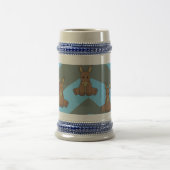 跳躍の茶色のろばパターン ビールジョッキ (中央)