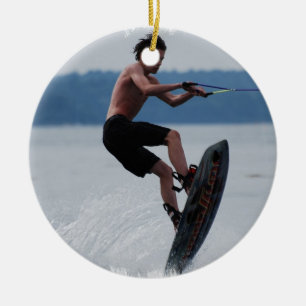 跳躍のWakeboarderのオーナメント セラミックオーナメント
