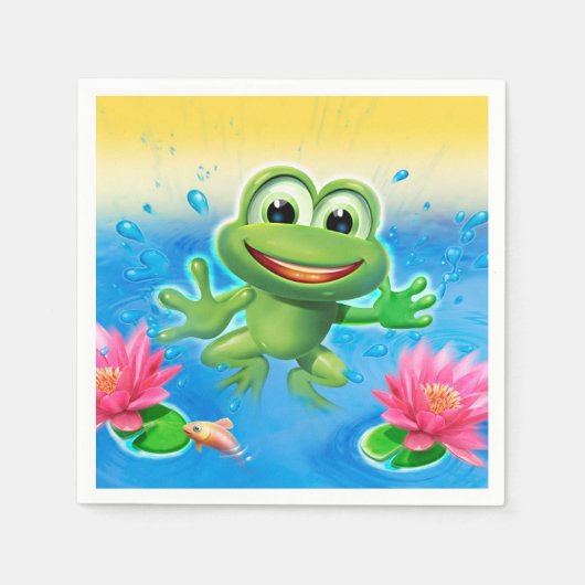 跳躍カエルパーティーサービス スタンダードカクテルナプキン (正面)