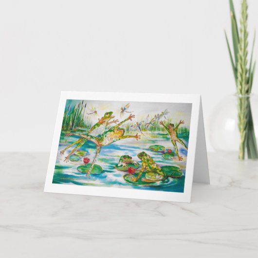 「跳躍カエル」グリーティングカード カード (正面)