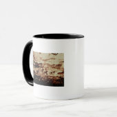 跳躍牛の石の絵画 マグカップ (正面左)