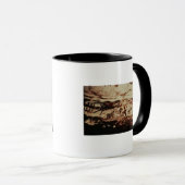 跳躍牛の石の絵画 マグカップ (正面右)