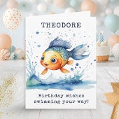 跳躍魚カラフル子供の誕生日パーソナライズされた カード