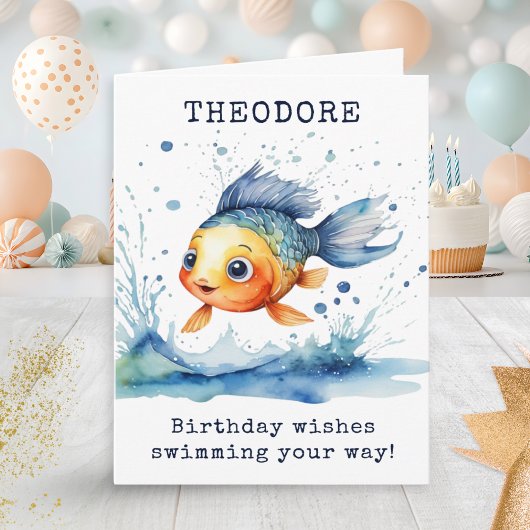 跳躍魚カラフル子供の誕生日パーソナライズされた カード