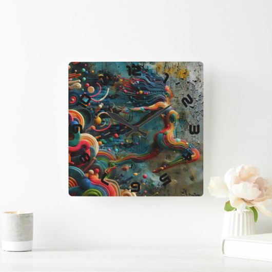 跳躍 スクエア壁時計 (ホーム)