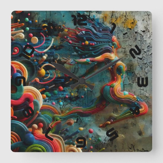 跳躍 スクエア壁時計 (正面)